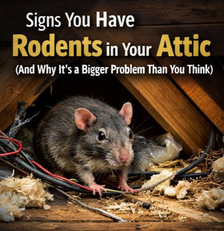 A rat among chewed wires and shredded insulation in an attic