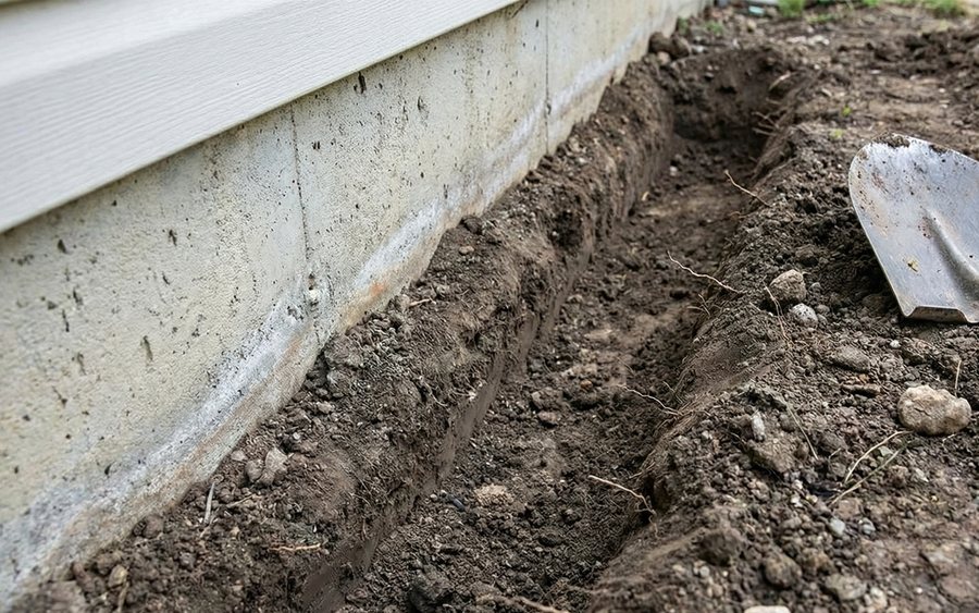 A completed treatment trench ready to be backfilled